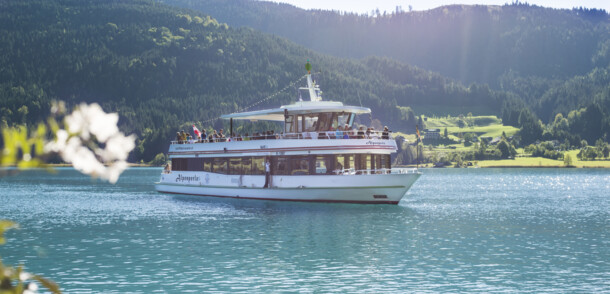     boat trip on lake Weissensee in Carinthia 